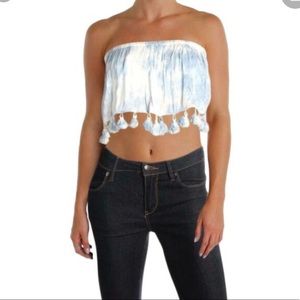 AQUA Tie Dye Tassel Crop Top Bloomingdales